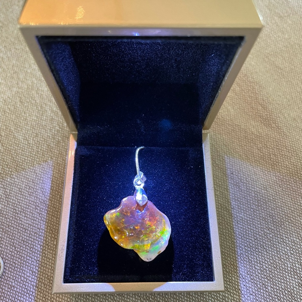 Ethiopian Welo Fire Opal Sterling Necklace